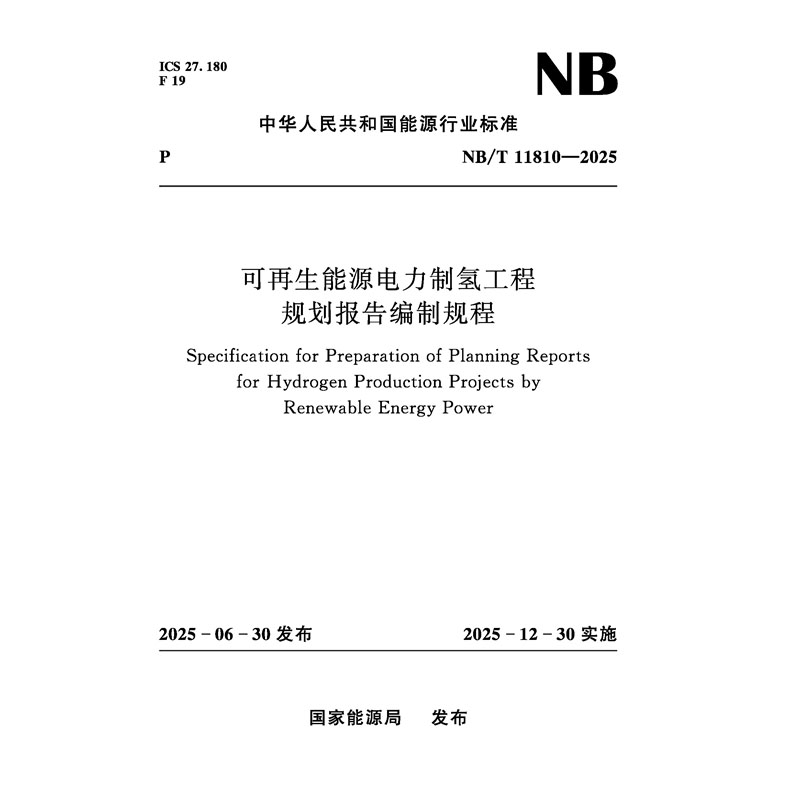 可再生能源電力制氫工程規(guī)劃報(bào)告編制規(guī)程 NB/T 11810—2025